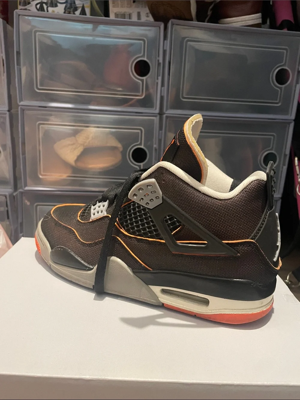 Jordan Black and Orange Low-Top Sneakers